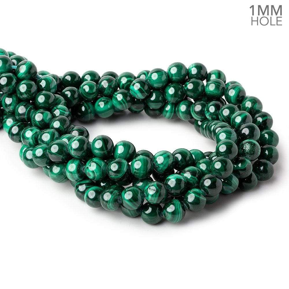 10mm Malachite plain round large hole beads 16 inch 41 pieces A (ONLINE ORDER ONLY)
