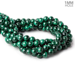 10mm Malachite plain round large hole beads 16 inch 41 pieces A (ONLINE ORDER ONLY)