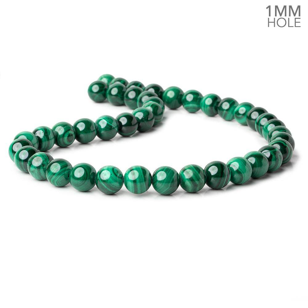 10mm Malachite plain round large hole beads 16 inch 41 pieces A (ONLINE ORDER ONLY)