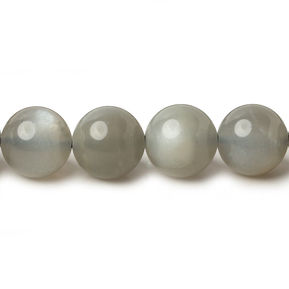 10mm Platinum Grey Moonstone Plain Rounds 16 inch 41 beads AA (ONLINE ORDER ONLY)