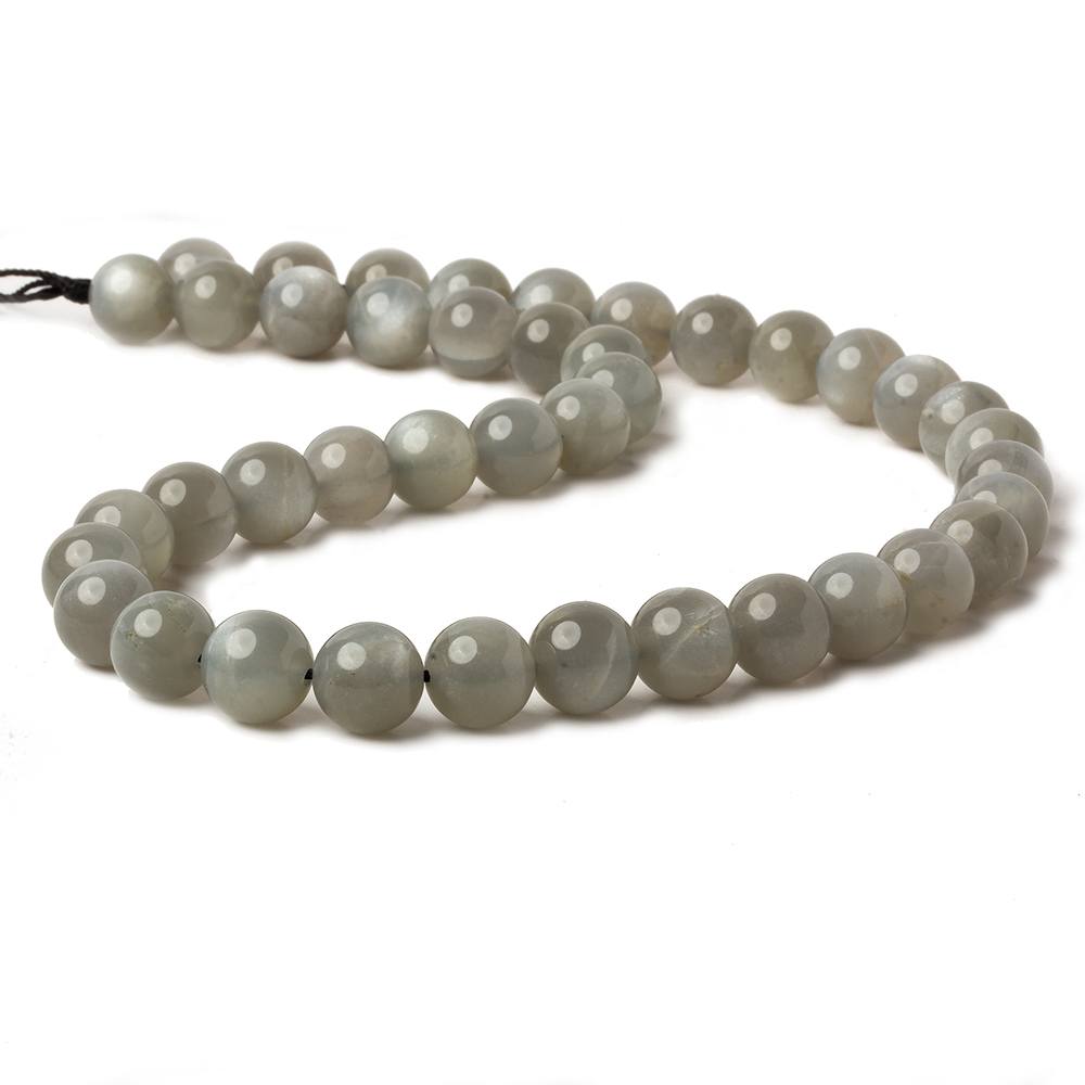 10mm Platinum Grey Moonstone Plain Rounds 16 inch 41 beads AA (ONLINE ORDER ONLY)