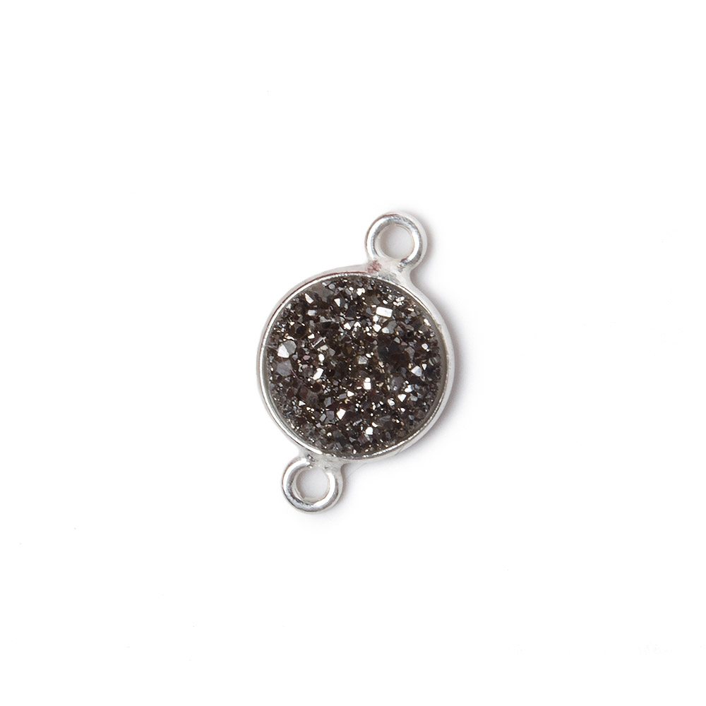 10mm Silver .925 Bezel Metallic Platinum Drusy Coin Connector 1 piece (ONLINE ORDER ONLY)