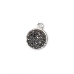 10mm Silver .925 Bezel Metallic Platinum Drusy Coin Pendant  1 piece (ONLINE ORDER ONLY)
