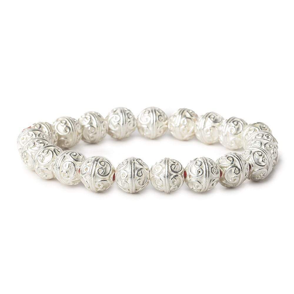 10mm Sterling Silver Plated Copper Simple Swirl Round 8 inch 21 Beads (ONLINE ORDER ONLY)