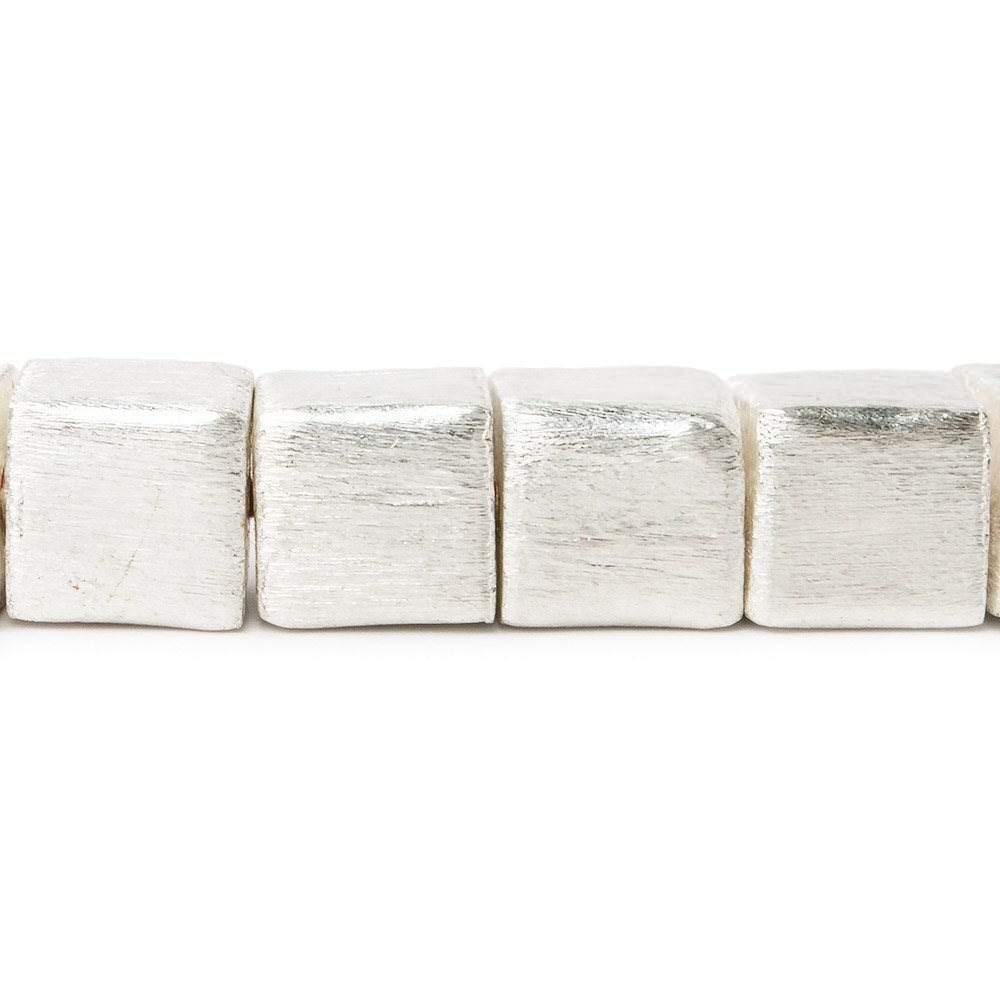 10mm Sterling Silver plated Copper Brushed Cube Beads 19 pieces (ONLINE ORDER ONLY)