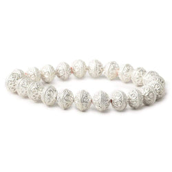 10mm Sterling Silver plated Copper Moroccan Roval Bead 8 inch 22 beads (ONLINE ORDER ONLY)