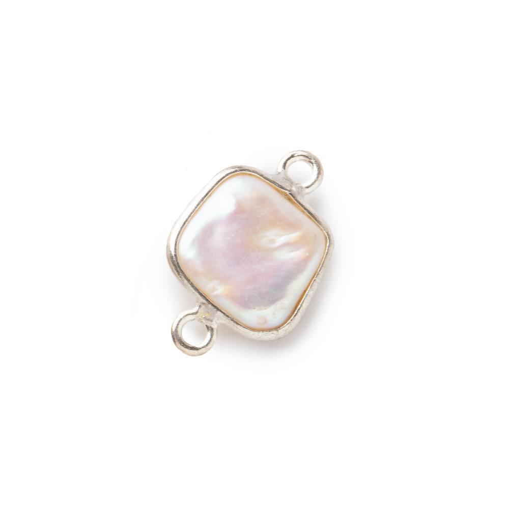10mm Sterling Silver Rose White Square Pearl Connector 1 piece (ONLINE ORDER ONLY)