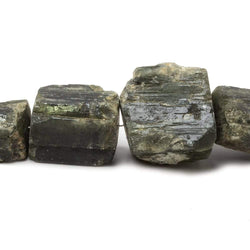 10x10-20x21mm Chrome Diopside Straight Drilled Natural Crystal 7.5 inch 13 pieces (ONLINE ORDER ONLY)