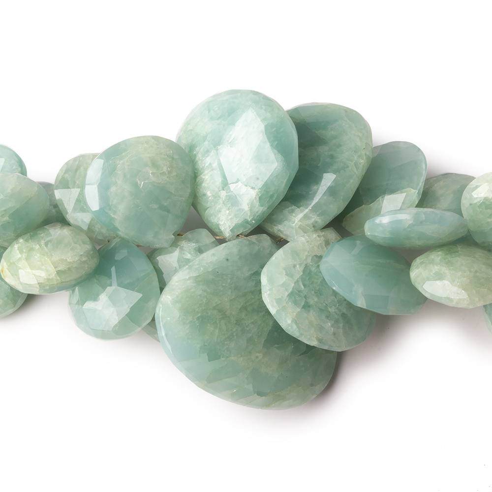 10x10-26x26mm Milky Aquamarine Faceted Heart Beads 8.5 inch 52 pieces (ONLINE ORDER ONLY)