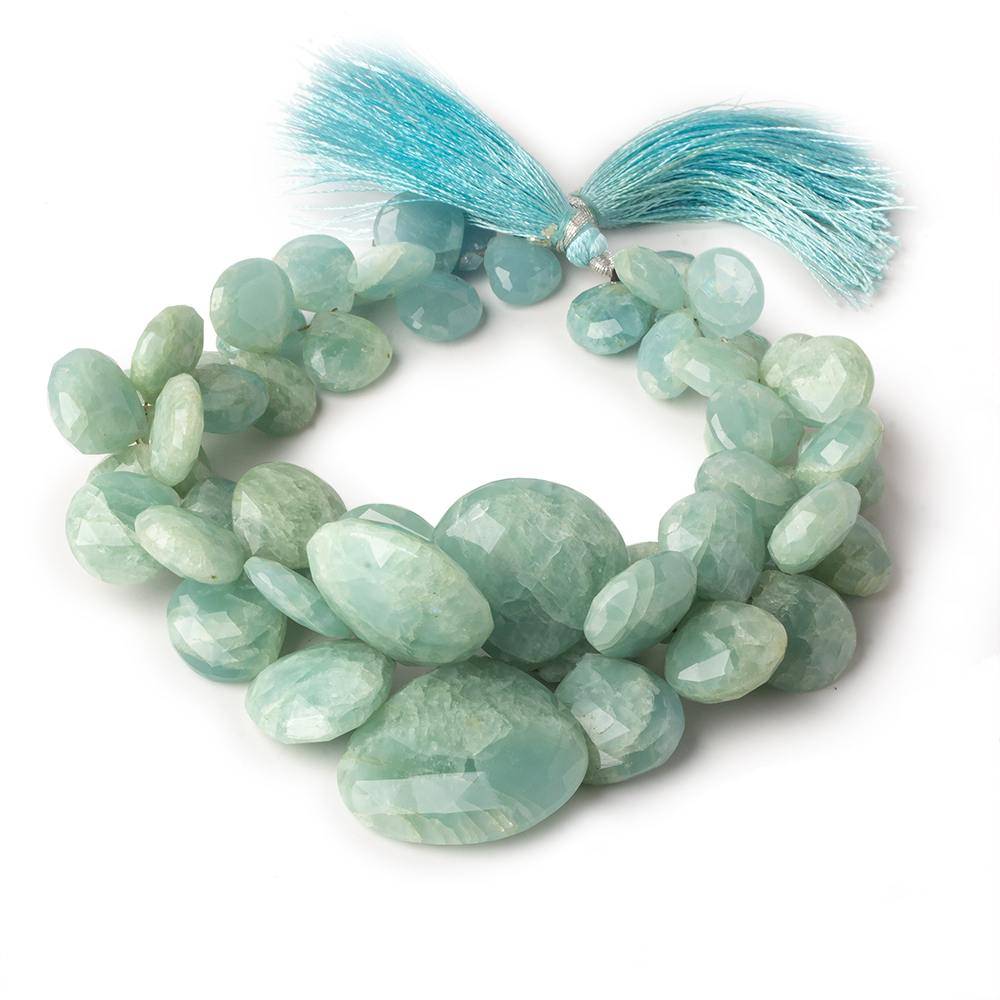 10x10-26x26mm Milky Aquamarine Faceted Heart Beads 8.5 inch 52 pieces (ONLINE ORDER ONLY)