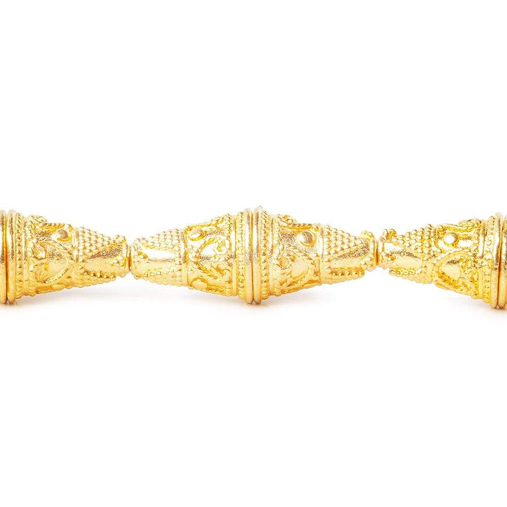 10x14mm 22kt Gold plated Miligrain Cone 8 inch 16 pieces (ONLINE ORDER ONLY)