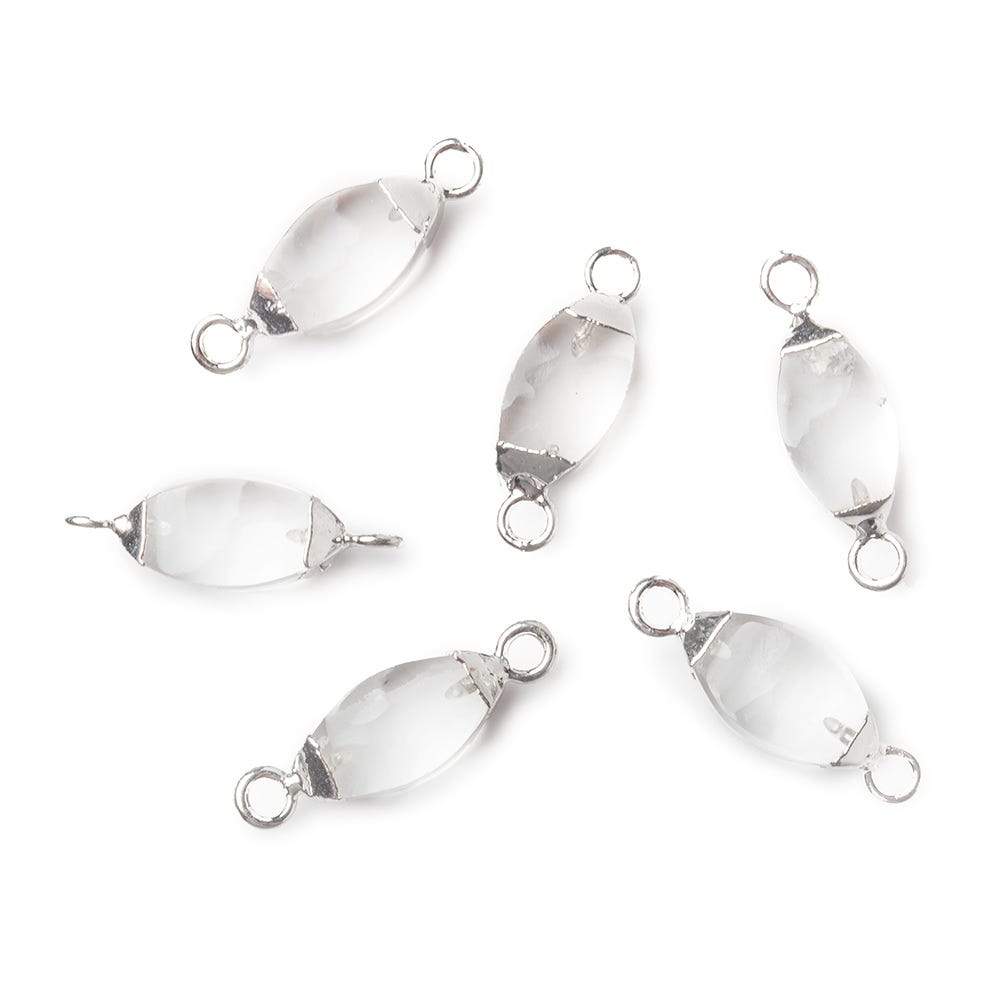 10x5mm Silver Leafed Crystal Quartz 4 sided Marquise Connector 1 piece (ONLINE ORDER ONLY)