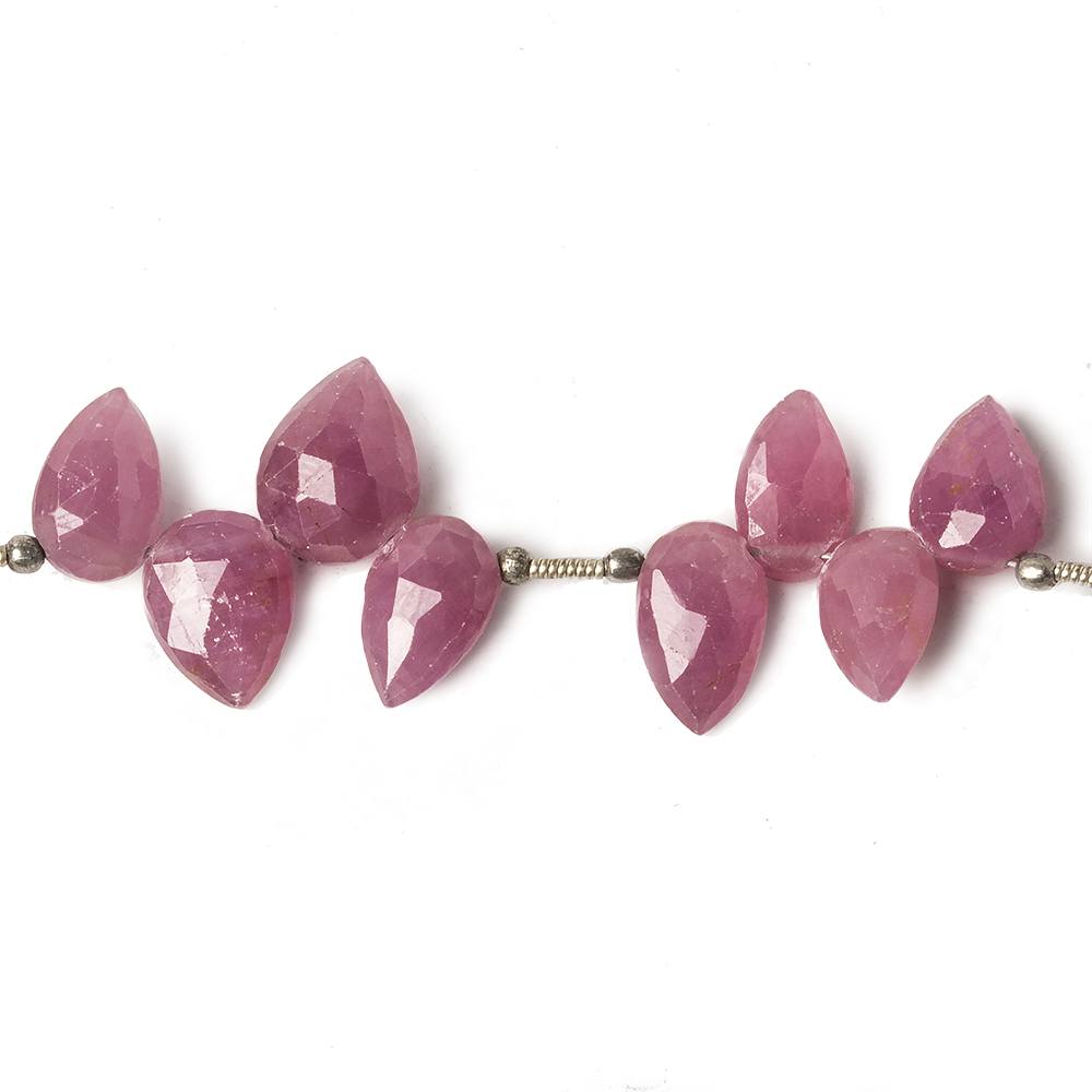 10x6-12x9mm Ruby shoulder drilled faceted pear Beads 7.75 inch 28 pieces (ONLINE ORDER ONLY)