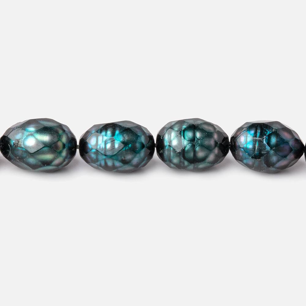 10x7-11x7mm Dark Teal Faceted Oval Freshwater Pearls 16 inch 33 pieces (ONLINE ORDER ONLY)