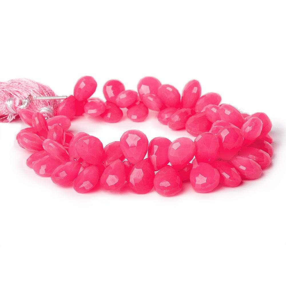 10x7-12x8mm Hot Pink Chalcedony Faceted Pear 8 inch 60 Beads (ONLINE ORDER ONLY)