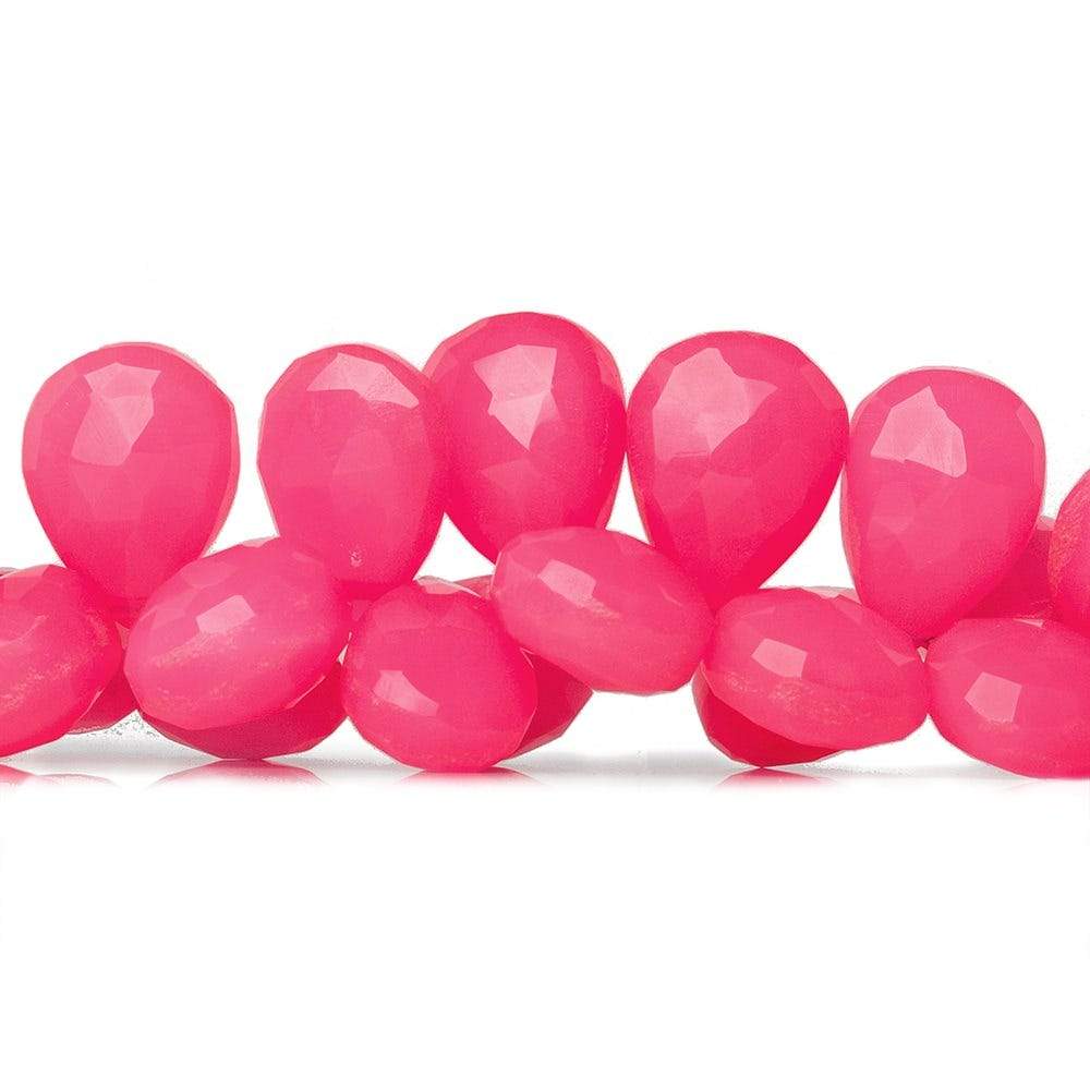 10x7-12x8mm Hot Pink Chalcedony Faceted Pear 8 inch 60 Beads (ONLINE ORDER ONLY)