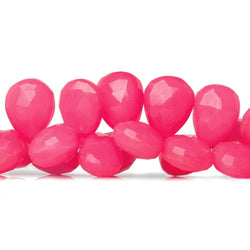 10x7-12x8mm Hot Pink Chalcedony Faceted Pear 8 inch 60 Beads (ONLINE ORDER ONLY)