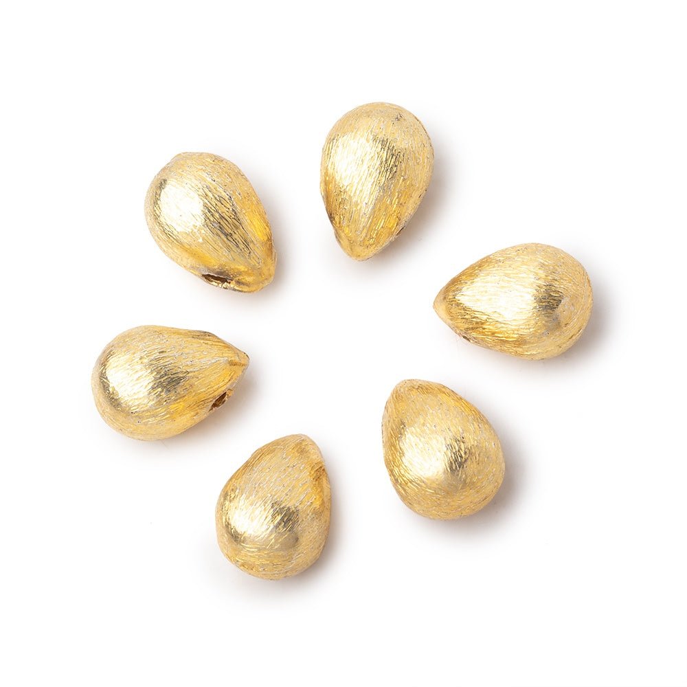 10x7mm 22kt Gold Plated Copper Brushed Tear Drop Set of 6 Beads (ONLINE ORDER ONLY)