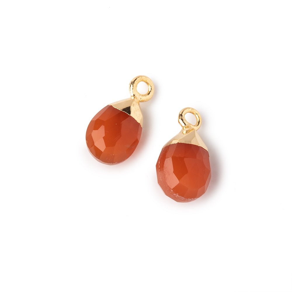 10x7mm Gold Leafed Carnelian Faceted Pear Set of 2 Pendants (ONLINE ORDER ONLY)