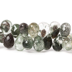 10x7mm Moss Quartz Faceted Tear Drop Beads 8 inch 56 pieces
