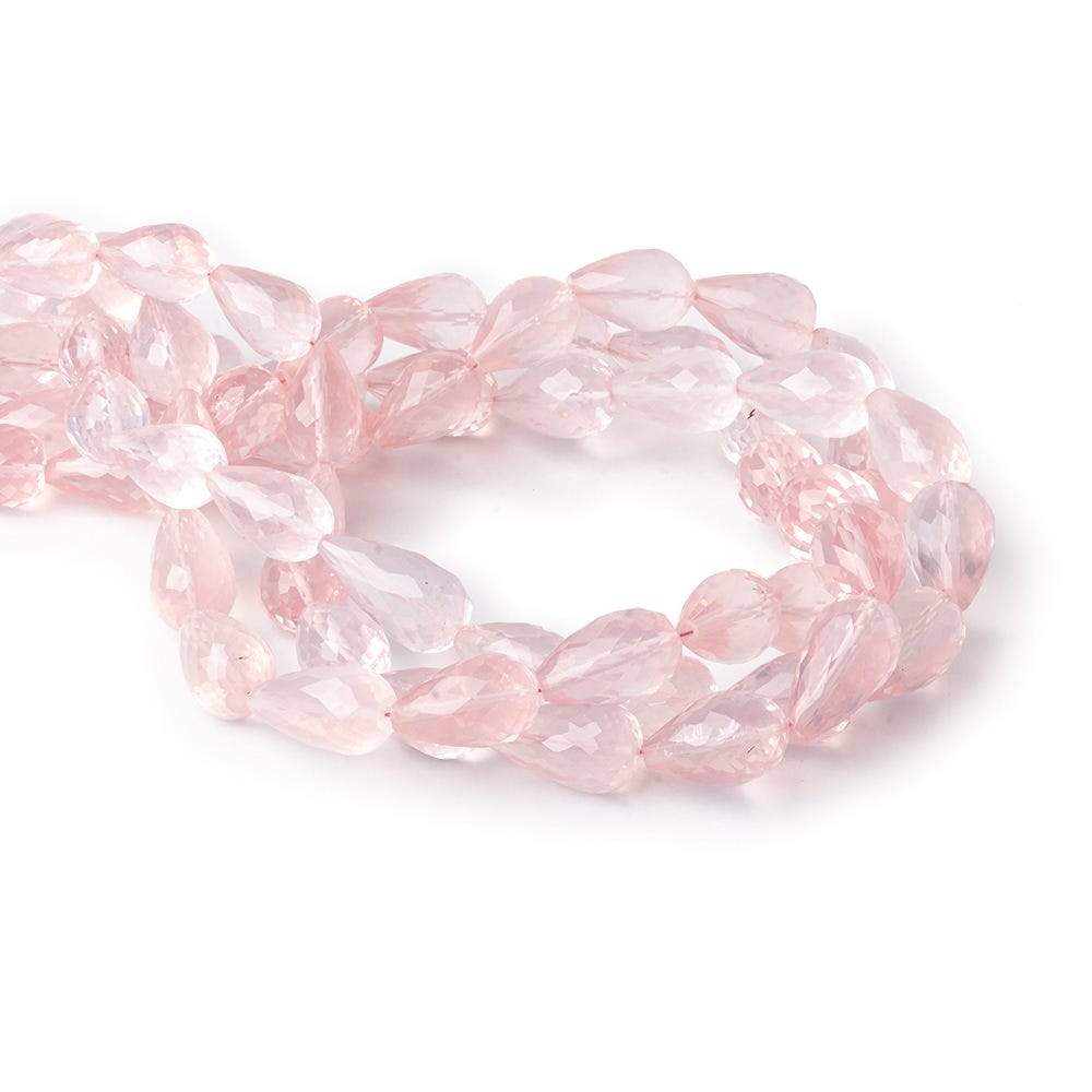 9x7-14x7mm Rose Quartz straight drilled faceted tear drops 16 inch 35 pieces (ONLINE ORDER ONLY)