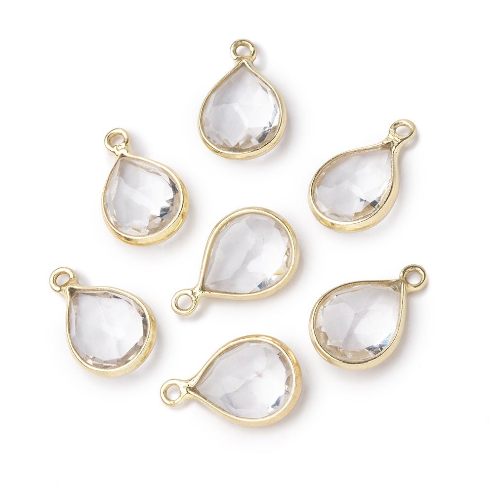 10x8.5mm Vermeil Bezel Crystal Quartz Faceted Pear Pendant 1 piece