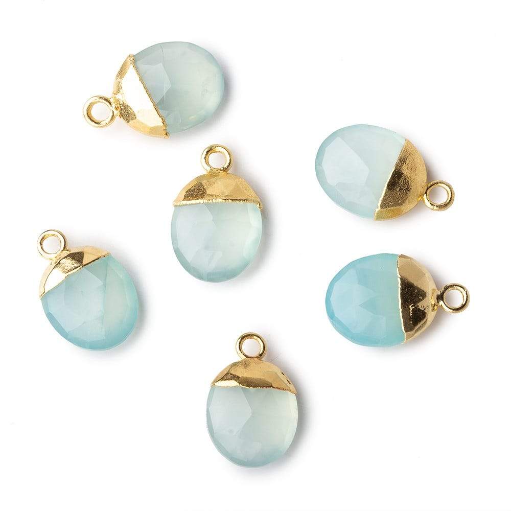 10x8mm Gold Leafed Seafoam Green Chalcedony Oval Pendant 1 piece (ONLINE ORDER ONLY)