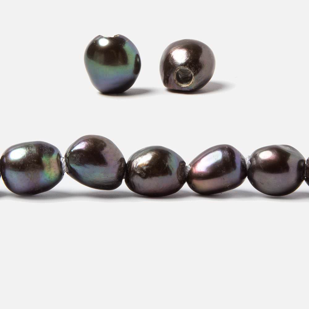 10x9-11x10mm Dark Peacock Baroque 2.5mm large hole Pearls 15 in. 37 pcs (ONLINE ORDER ONLY)