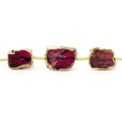 10x9-14x10mm Gold Leaf Garnet Plain Slice Strand 9 Beads (ONLINE ORDER ONLY)
