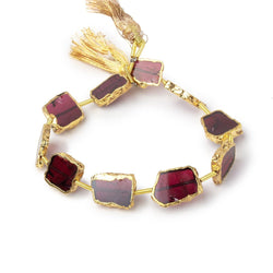 10x9-14x10mm Gold Leaf Garnet Plain Slice Strand 9 Beads (ONLINE ORDER ONLY)