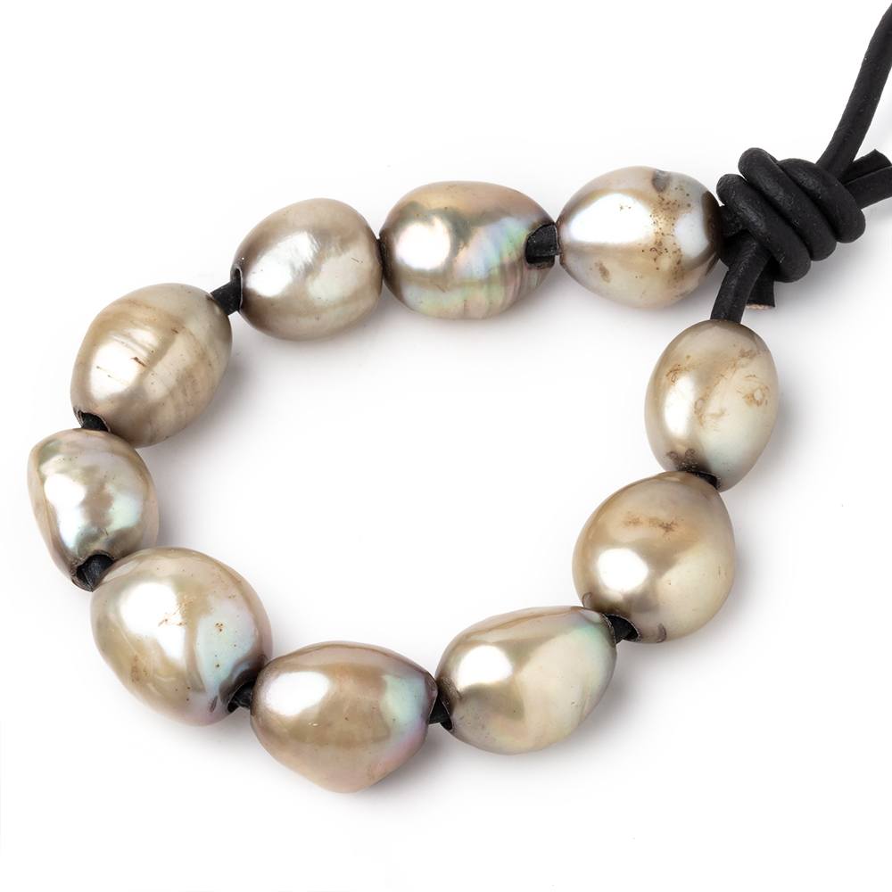 11-13mm Sage Green Large Hole Baroque Pearls Set of 10 (ONLINE ORDER ONLY)