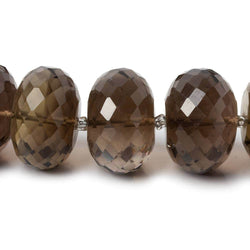 11-19mm Smoky Quartz Faceted Rondelle Beads 16 inch 34 pieces