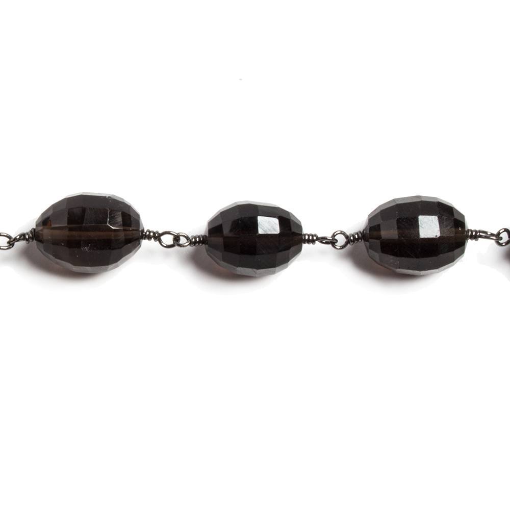 11.5x8.5mm Smoky Quartz faceted nugget Black Gold plated Chain by the foot (ONLINE ORDER ONLY)