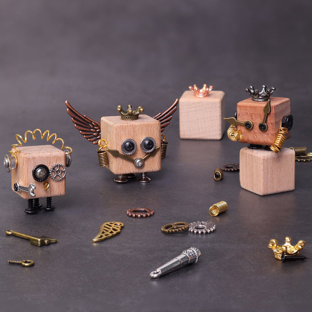DIY Timberbot Kit – Build 2 Wooden Robots, Make Keychains & Necklaces (ONLINE ORDER ONLY)