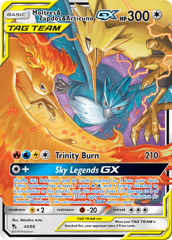 Moltres & Zapdos & Articuno GX (44/68) [Sun & Moon: Hidden Fates] (Online Only)