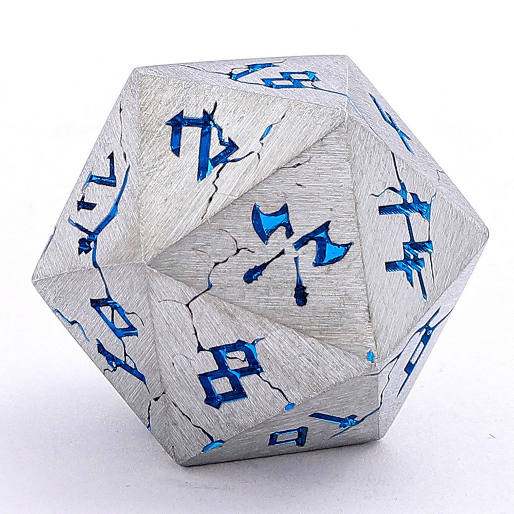 Barbarian Solid Metal Polyhedral Dice Set - Matte Silver Blue (ONLINE ORDER ONLY)