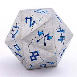 Barbarian Solid Metal Polyhedral Dice Set - Matte Silver Blue (ONLINE ORDER ONLY)