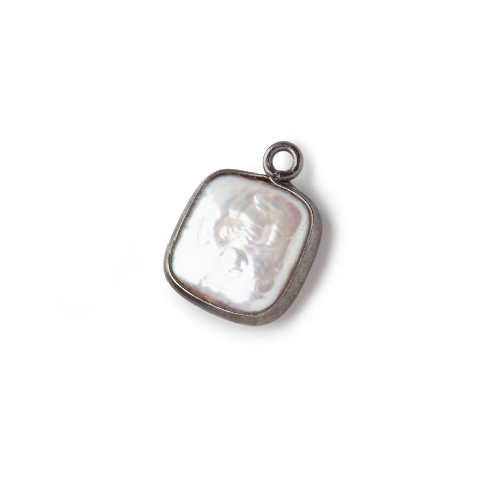 11mm Black Gold Bezel Off White Square Pearl Pendant 1 piece (ONLINE ORDER ONLY)