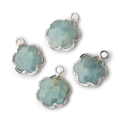 11mm Silver Leafed Milky Aquamarine Faceted Quatrafoil Focal Bead Pendant sold as 1 piece (ONLINE ORDER ONLY)