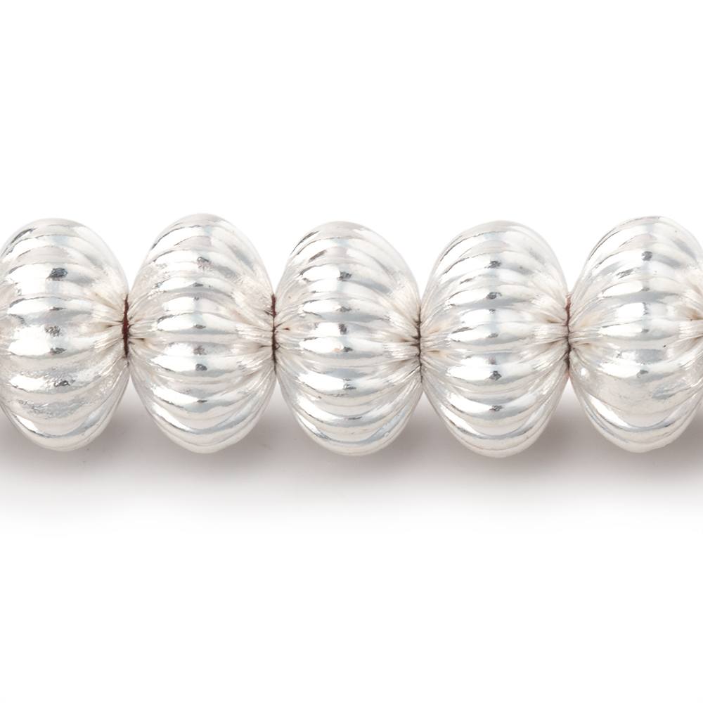 11mm Silver Plated Corrugated Disc Beads 8 inch 28 pieces (ONLINE ORDER ONLY)