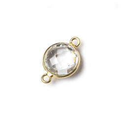 11mm Vermeil Bezel Crystal Quartz faceted coin Connector 1 piece