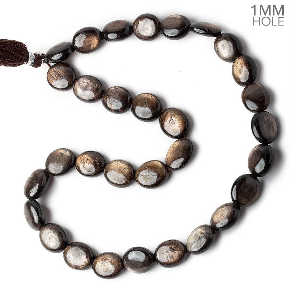 11x10-14x12mm Golden Sheen Chocolate Sapphire Plain Ovals 16 inch 29 beads AA 1mm large hole (ONLINE ORDER ONLY)