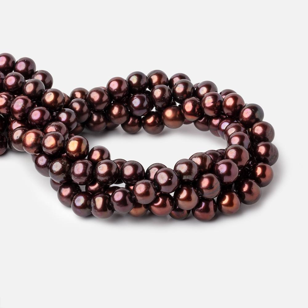 11x10mm Cherry Chocolate Off Round Freshwater Pearl Beads 15 inch 44 pieces (ONLINE ORDER ONLY)