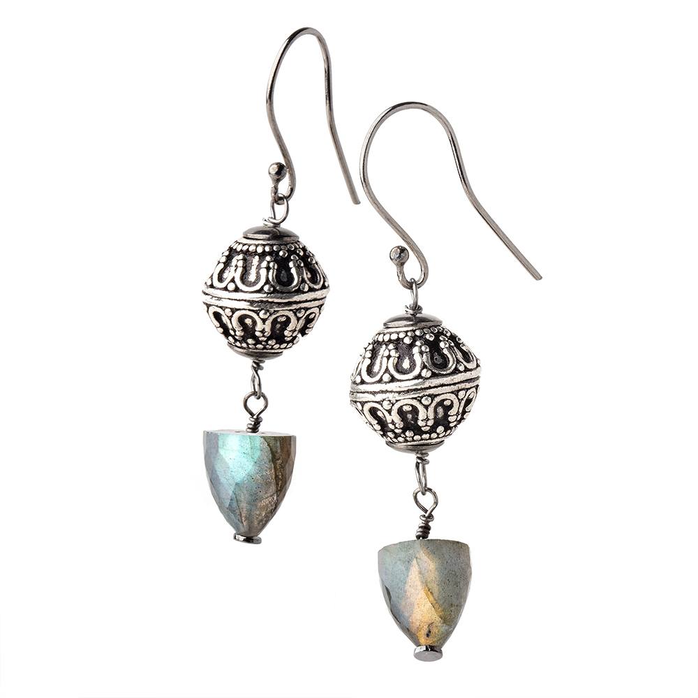 11x10mm Labradorite Faceted Cone Focal Set of 2 Beads 1mm hole (ONLINE ORDER ONLY)