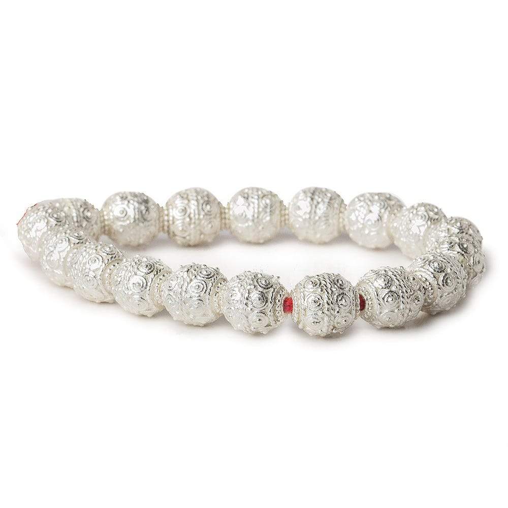 11x10mm Sterling Silver Plated Copper Bead Moroccan Dot 8 inch 18 pcs (ONLINE ORDER ONLY)