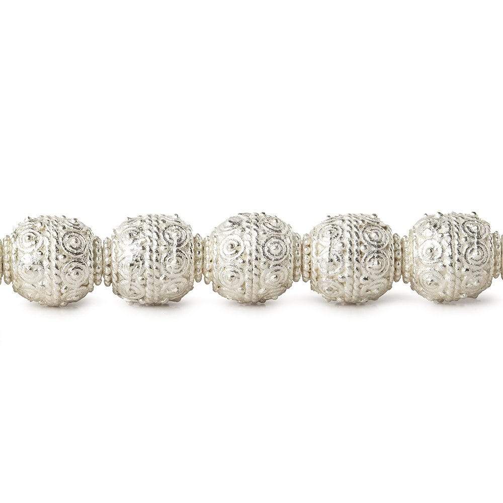 11x10mm Sterling Silver Plated Copper Bead Moroccan Dot 8 inch 18 pcs (ONLINE ORDER ONLY)