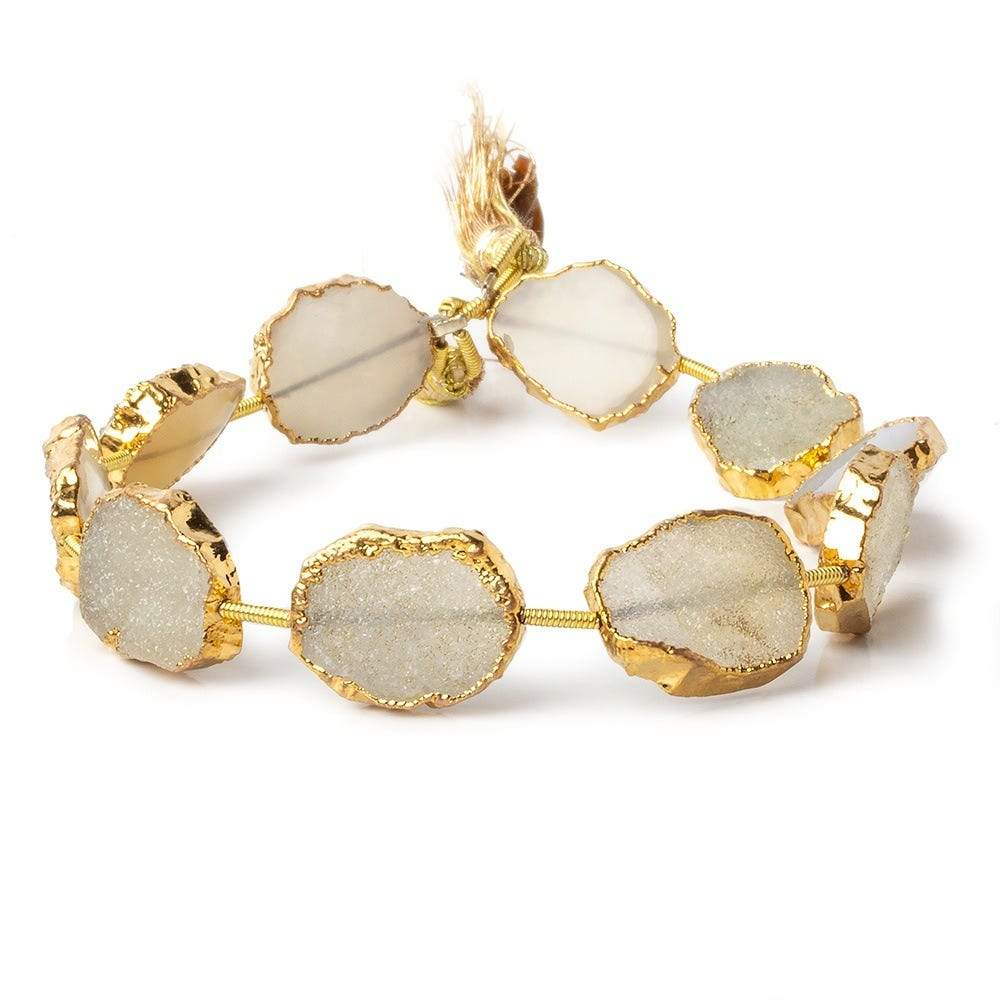 11x15-13x15mm Gold Leafed Butter Yellow Drusy straight drilled Slices 8 inch 10 beads (ONLINE ORDER ONLY)