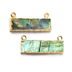 28x9mm Gold Leafed Labradorite Bar Connector 1 piece (ONLINE ORDER ONLY)