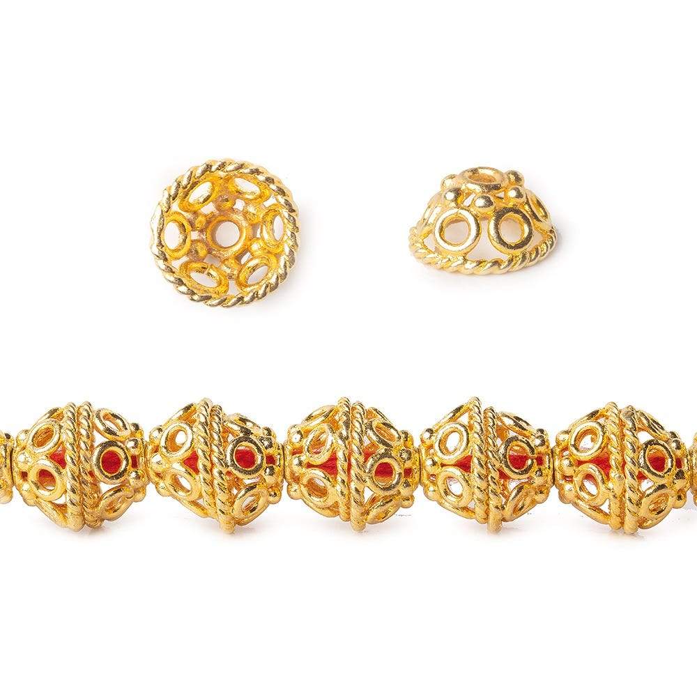 11x6mm 22kt Gold Plated Copper Bead Cap with Circular Pattern 8 inch 34 pieces (ONLINE ORDER ONLY)
