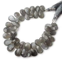 11x8-15x10mm Platinum Grey Moonstone Faceted Pear Beads 7.5 inch 43 pieces A (ONLINE ORDER ONLY)